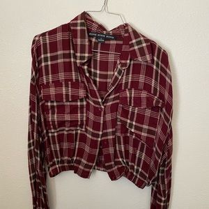 Cropped flannel shirt
